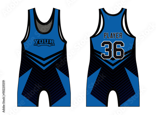 Wrestling singlets designed with an elegant edgy and wild look. Sports gear template mockup perfect fit for all sports. The designs that go on casual wear, shirts, fashion apparel, and all kind 