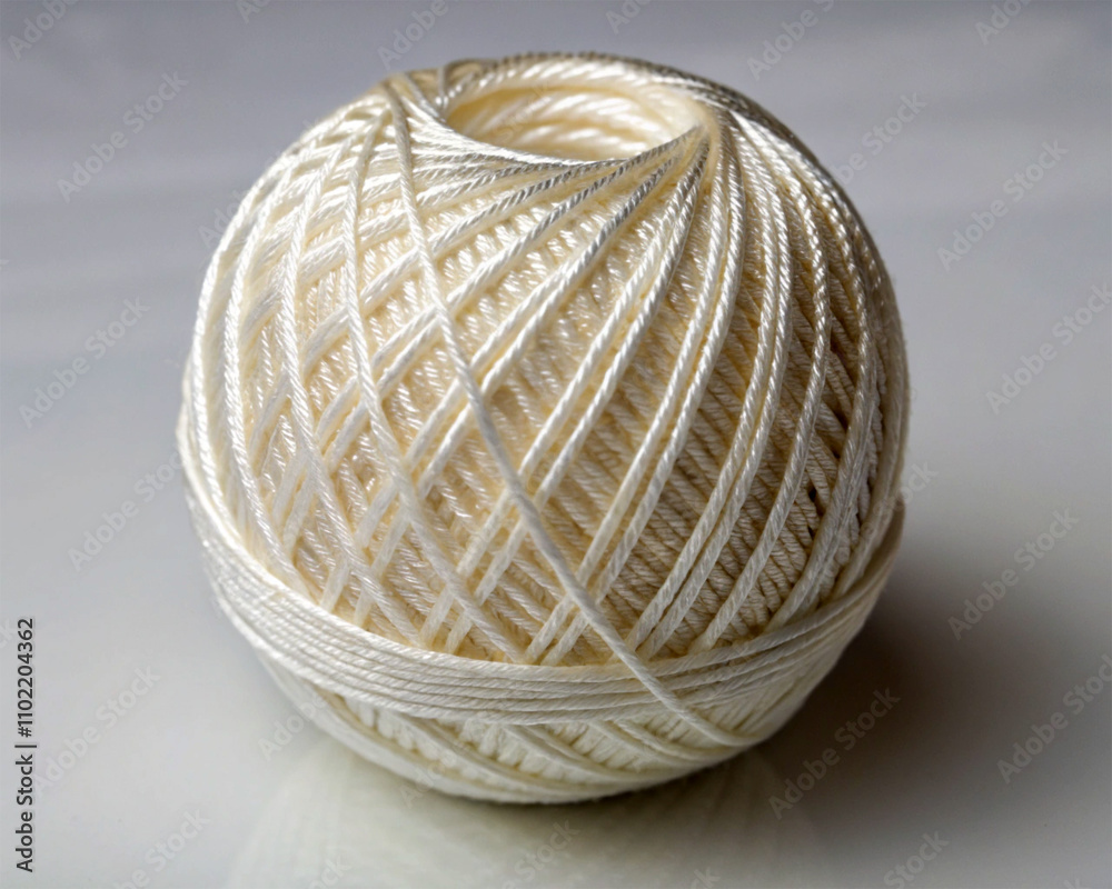 Sphere with white cotton threads Sphere with white cotton threads