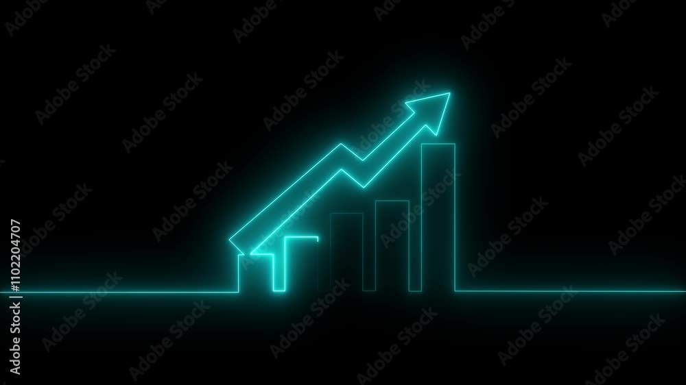 Neon Business Graph Chart Icon Animation. Abstract neon line business graph animation. new idea business graph chart icon .black background. Neon Business Graph Chart Icon Animation. Abstract neon line business graph animation. new idea business graph chart icon .black background.
