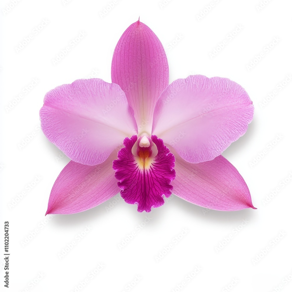 Fototapeta premium Stunning White and Pink Cattleya Orchid Isolated on White Background for Botanical and Floral Design Needs