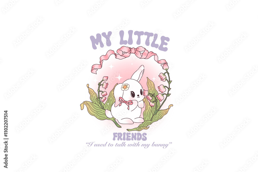 Fototapeta premium My little friend, Sweet Bunny PNG Sublimation Design