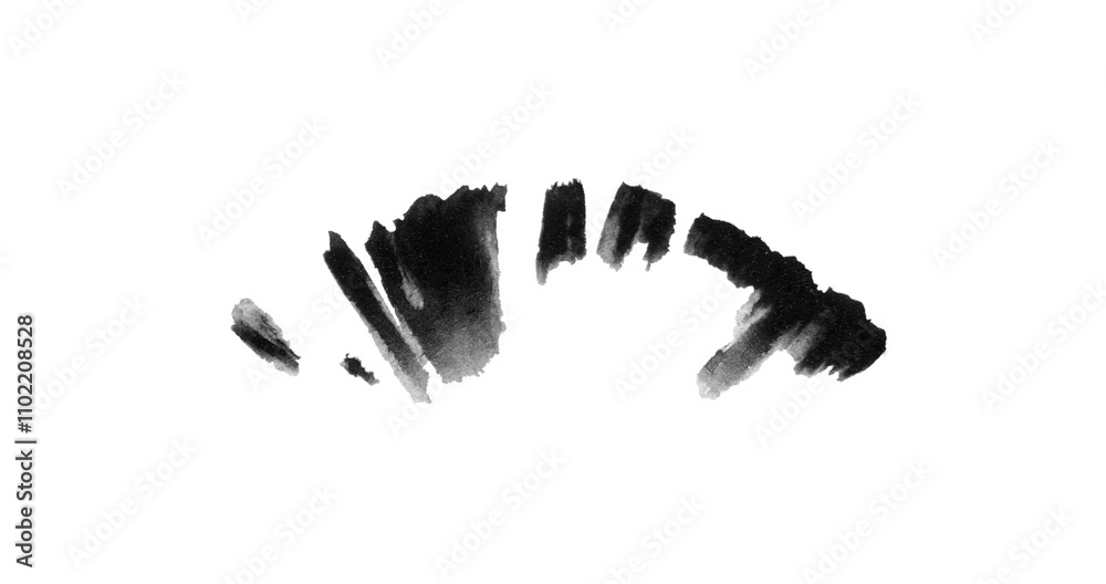 A grunge brush template. A brush, fan, eyelashes, stroke. Illustration, watercolor, isolated, white, background, abstraction, black, white, shape. A grunge brush template. A brush, fan, eyelashes, stroke. Illustration, watercolor, isolated, white, background, abstraction, black, white, shape.