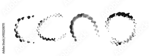 The rope marks. The imprint of the rope. Illustration, watercolor, isolated, white, background, abstraction, black, white, shape. A grunge brush template