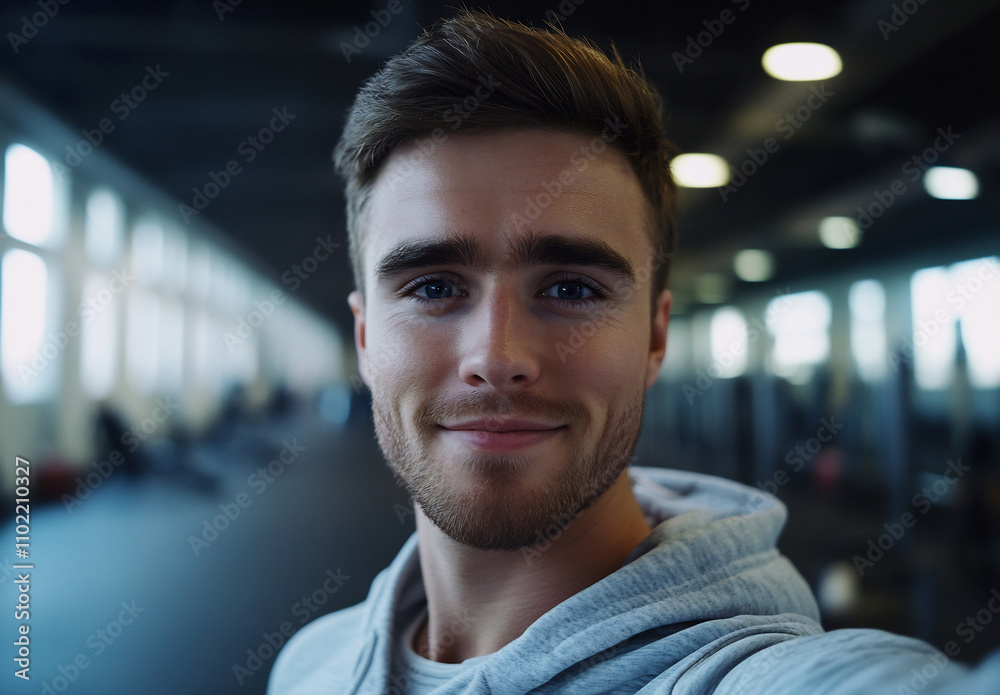 Smiling young man in gym setting Smiling young man in gym setting