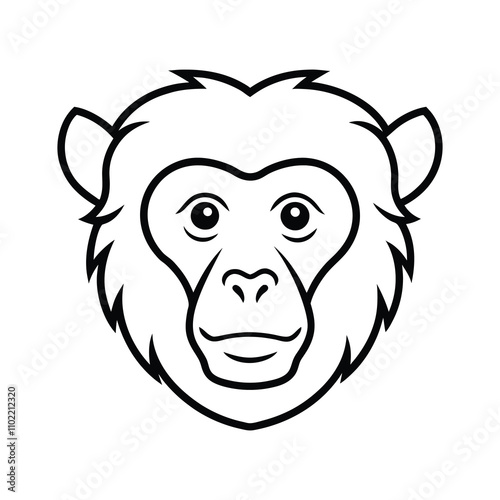 golden snub nosed monkey head silhouette., 