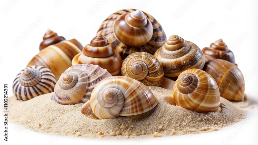 Shells of sea snails on sand on a white background. png transparent
Shells of sea snails on sand on a white background. png transparent
