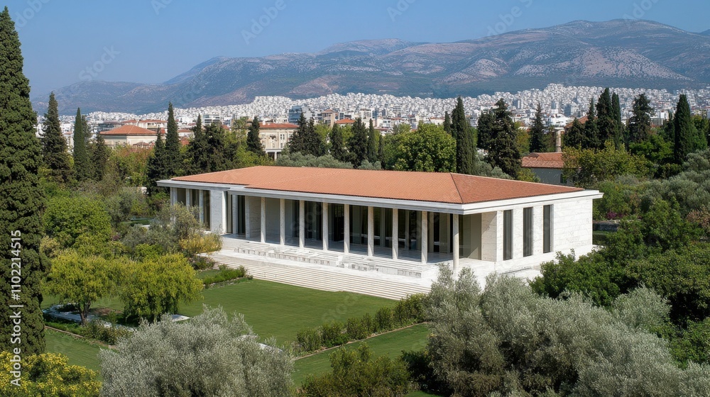 Fototapeta premium Majestic Hillside Palace with Sweeping City View