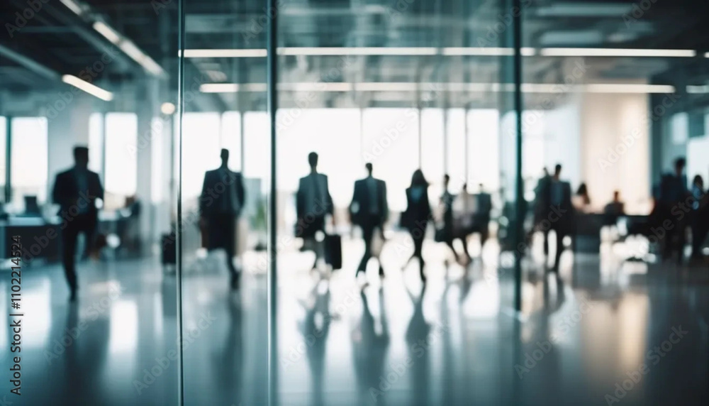 Blurred people in modern office. View through the glass. Blurred people in modern office. View through the glass.