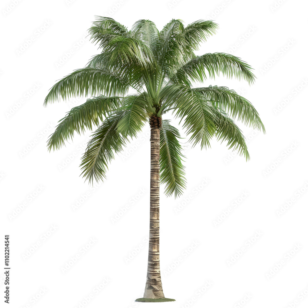 The image shows a tall palm tree with green leaves The tree is set against a transparent background.png The image shows a tall palm tree with green leaves The tree is set against a transparent background.png
