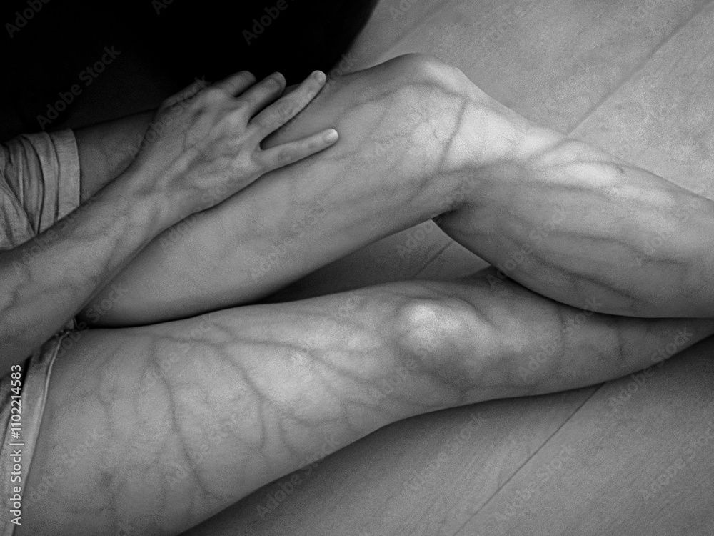 Infrared Photography at 850nm of a Woman's Thighs Revealing Veins Beneath Her Skin Infrared Photography at 850nm of a Woman's Thighs Revealing Veins Beneath Her Skin
