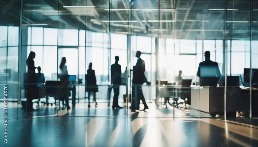 Blurred people in modern office. View through the glass. Blurred people in modern office. View through the glass.