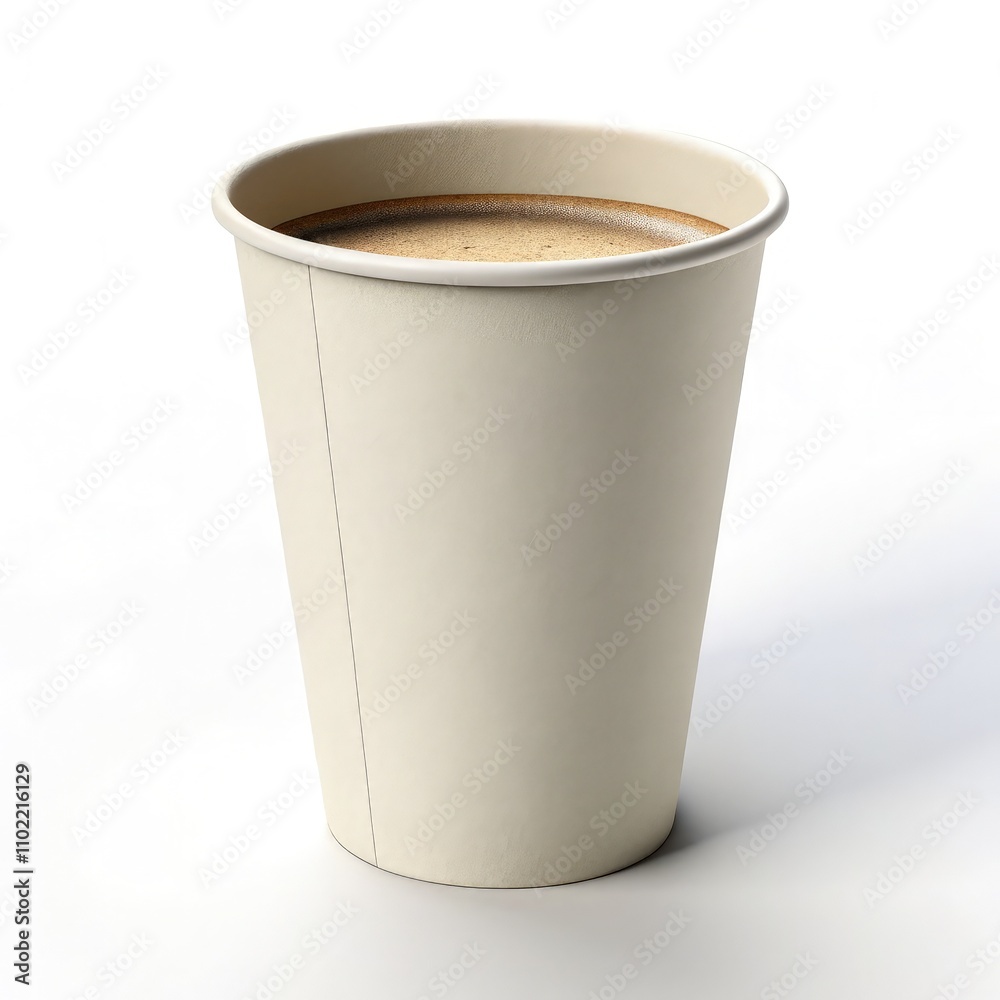 Paper Coffee Cup on White Background With Standard Scale Reference. Generative AI Paper Coffee Cup on White Background With Standard Scale Reference. Generative AI