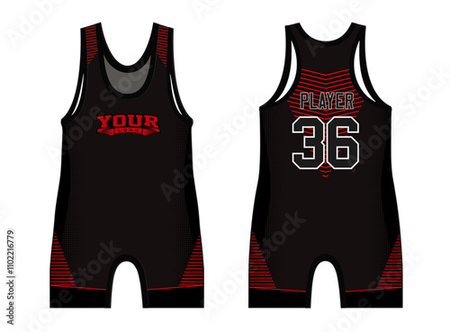 Wrestling singlets designed with an elegant edgy and wild look. Sports gear template mockup perfect fit for all sports. The designs that go on casual wear, shirts, fashion apparel, and all kind 