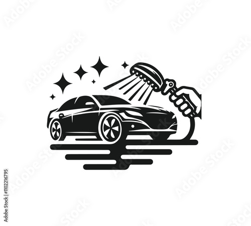 Creative car wash service logo design template
