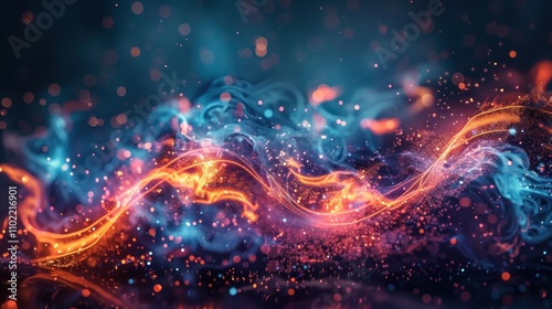 Abstract energy flow, vibrant colors.