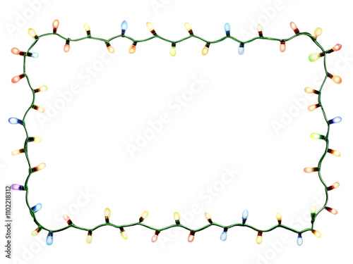 Colorful Christmas String Lights Border on transparent background element PNG cutout