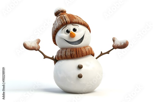 Snowman isolated on white background, perfect for winter designs