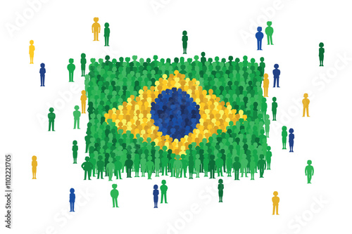 Vector Brazil state flag formed by crowd of cartoon people
