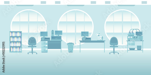 Vector scientific laboratory interior empty scene in flat style