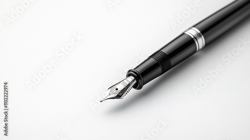 Classic Black Fountain Pen on White Background Symbolizing Professionalism