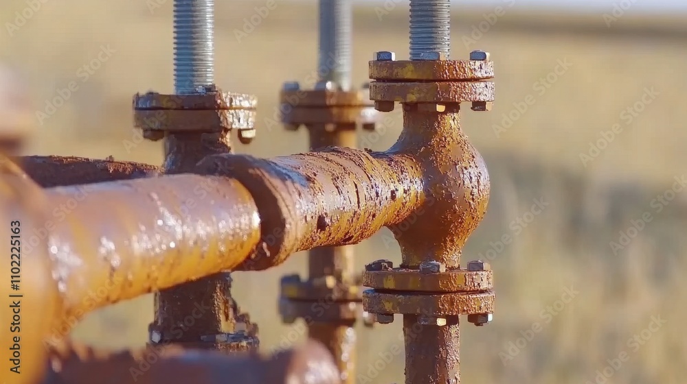 Rusty Industrial Pipeline Valves and Fittings Rusty Industrial Pipeline Valves and Fittings