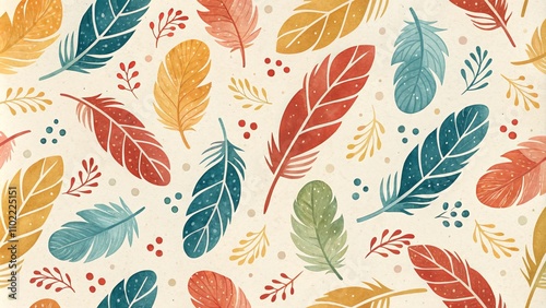 Watercolor Feather and Leaf Pattern, Abstract, Texture , pattern, feather, leaf