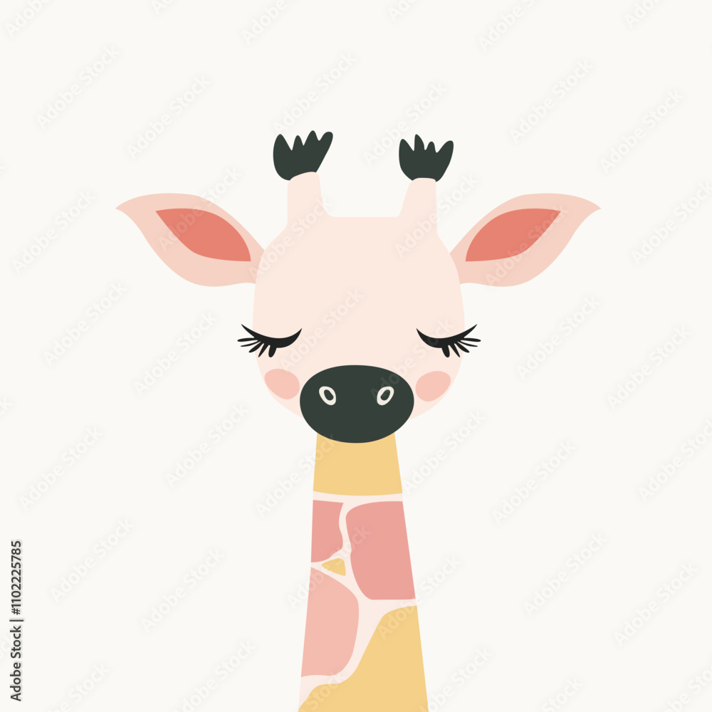 girafa vetorial simples e minimalista - ilustração infantil com cores femininas