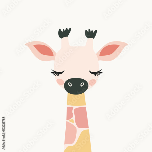 girafa vetorial simples e minimalista - ilustração infantil com cores femininas