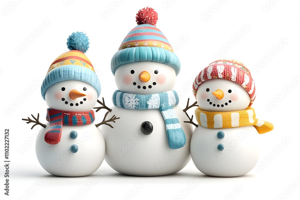 Smiling snowman in a festive hat, enjoying the winter season Smiling snowman in a festive hat, enjoying the winter season