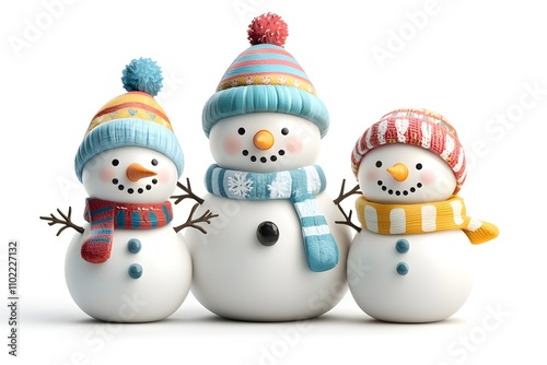 Smiling snowman in a festive hat, enjoying the winter season photo
