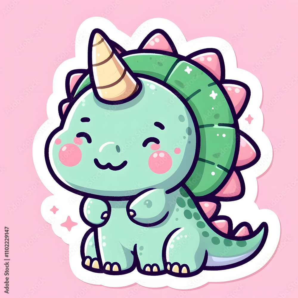 Vector illustration sticker Triceratop Vector illustration sticker Triceratop