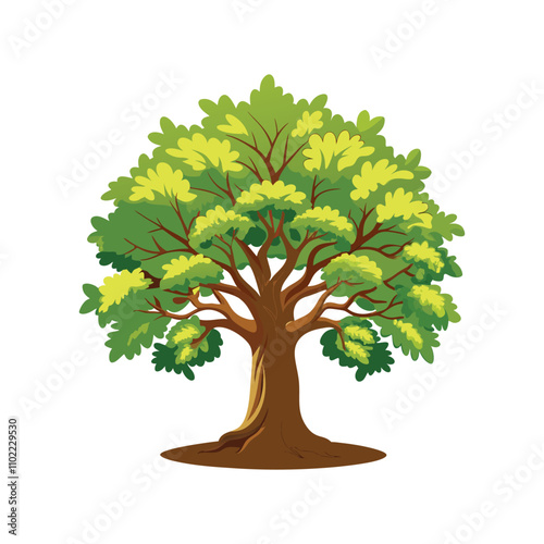 Realistic oak tree vector shilhouette on whiteRealistic oak tree vector shilhouette on white