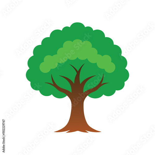 Realistic oak tree vector shilhouette on whiteRealistic oak tree vector shilhouette on white