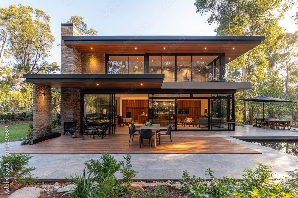 Modern Brick House with Spacious Outdoor Deck Modern Brick House with Spacious Outdoor Deck