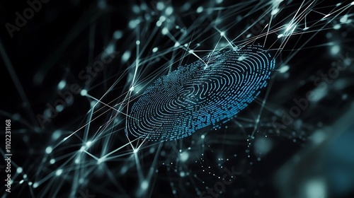 Abstract representation of digital fingerprint technology and network connections in a modern context