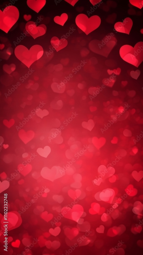 Valentine's Day banner with an abstract panoramic background featuring red hearts, symbolizing love. Valentine's Day banner with an abstract panoramic background featuring red hearts, symbolizing love.