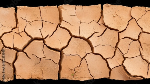 Parched Lakebed with Deep Cracks and Dry Soil photo