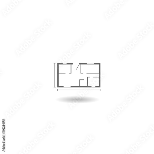 House plan icon with shadow