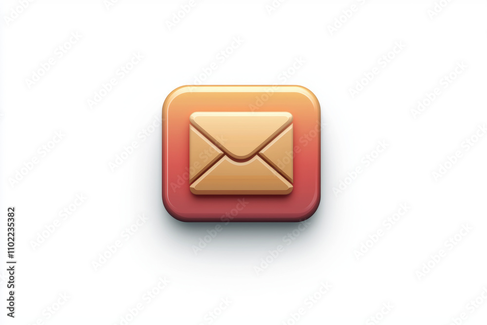 Minimal design email icon in warm colors on white background, conveying simplicity and modernity. Perfect for digital communication themes Minimal design email icon in warm colors on white background, conveying simplicity and modernity. Perfect for digital communication themes