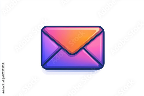 vibrant, minimal design of mail icon featuring colorful envelope in shades of purple and orange. This modern illustration is perfect for digital communication themes