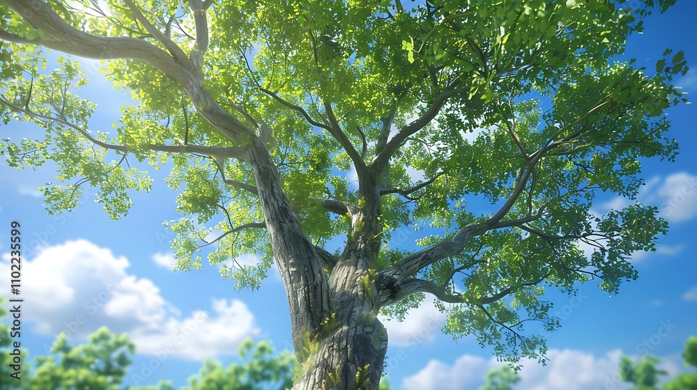 Fototapeta premium Big green tree in the meadow.