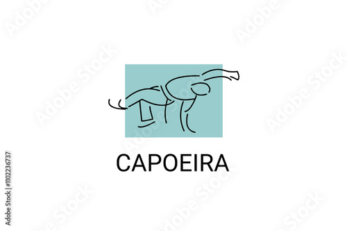 Capoeira fighting dance sport vector line icon. Capoeira fighting stance. sport pictogram, vector illustration.