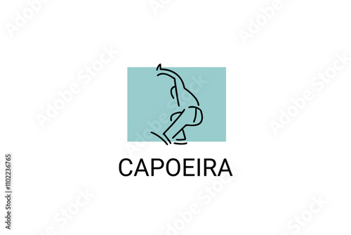 Capoeira fighting dance sport vector line icon. Capoeira fighting stance. sport pictogram, vector illustration.