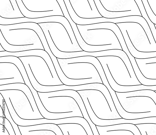 Vector seamless texture . Modern geometric background with interesting curved stripes.