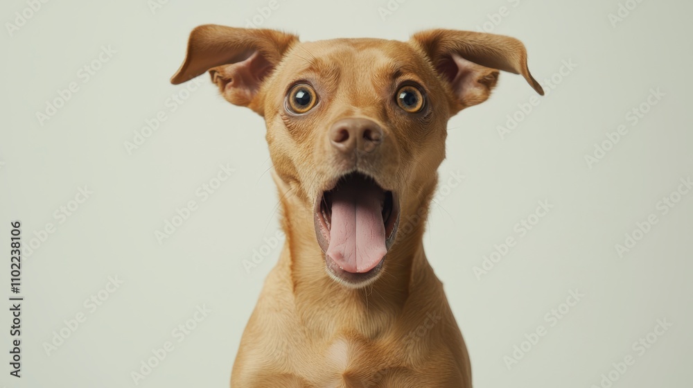 a brown dog with its mouth open and tongue out, set against a white background a brown dog with its mouth open and tongue out, set against a white background