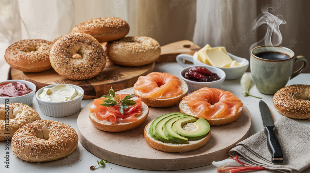 Bagels on table Bagels on table