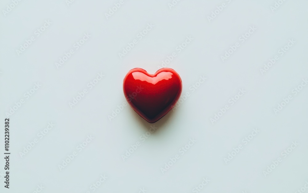A single red heart on a white background A single red heart on a white background