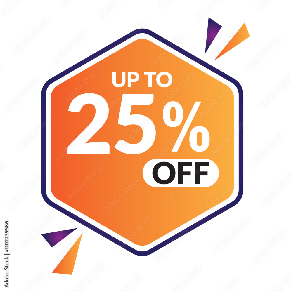 25% OFF Sale Discount Banner. Discount offer price tag. Vector Modern Sticker Illustration. 25% OFF Sale Discount Banner. Discount offer price tag. Vector Modern Sticker Illustration.