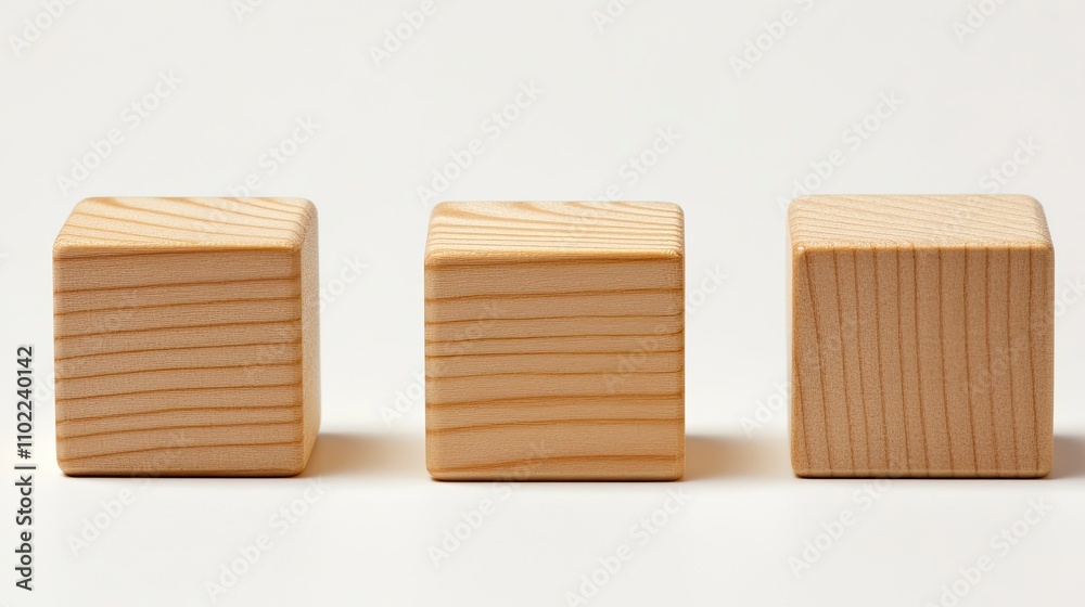 Three wooden blocks of increasing size, neatly aligned on a plain surface to demonstrate small, medium, and large concepts. Three wooden blocks of increasing size, neatly aligned on a plain surface to demonstrate small, medium, and large concepts.