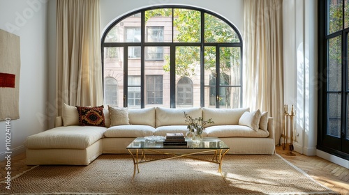 Relaxing living room interior design urban apartment photo bright environment wide view modern comfort concepts